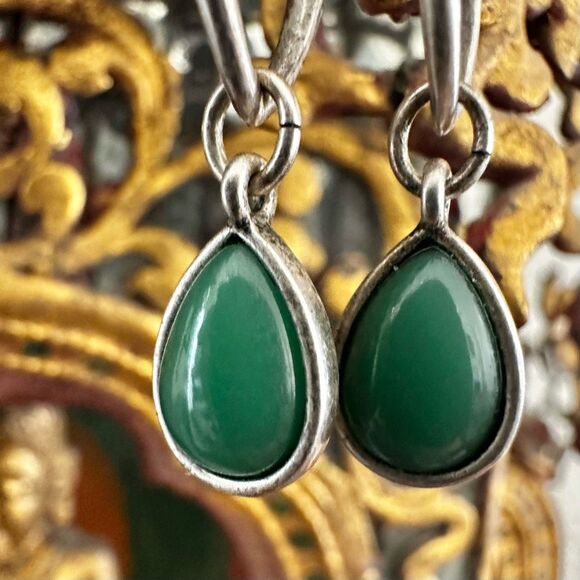 ๐ฟ Boho Reversible Green cross Teardrop Earrings - Picture 1 of 7